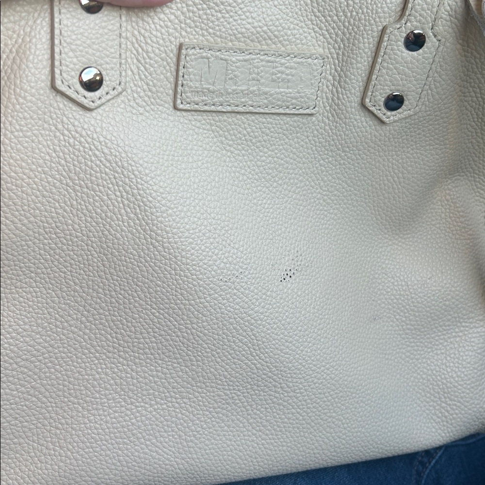🆕 M.I.L.A made in Los Angeles Ivory Soft Sleek LeatherTote Bag - Picture 6 of 8